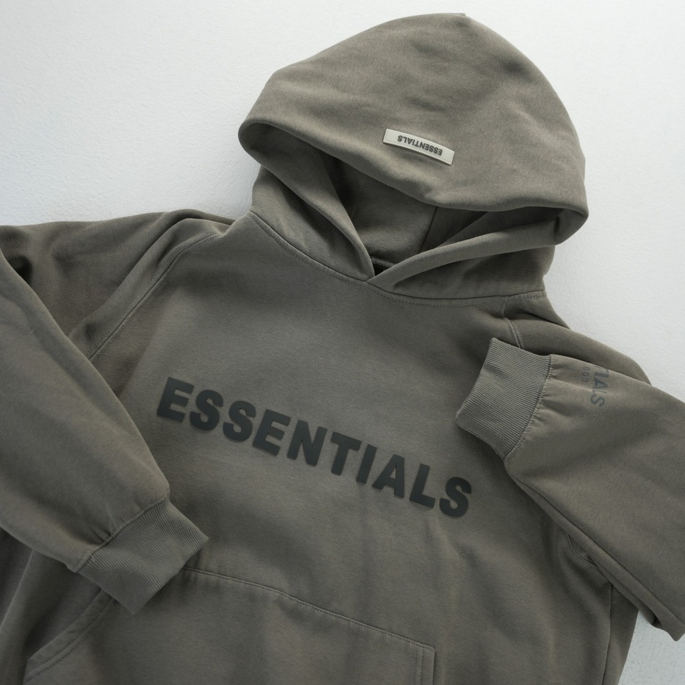 Fear of God Essentials Hoodie Brown Logo Pullover Sweatshirt Mens Medium
